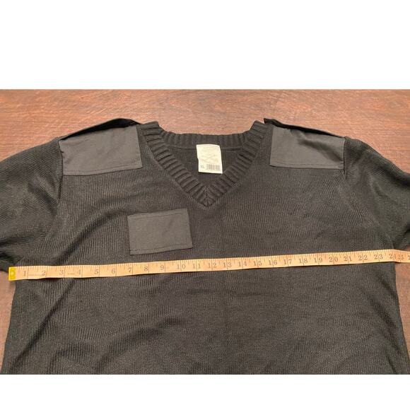 Military Equipment Corp V-Neck Commando Sweater Black XL Reinforced Patches - Picture 3 of 8